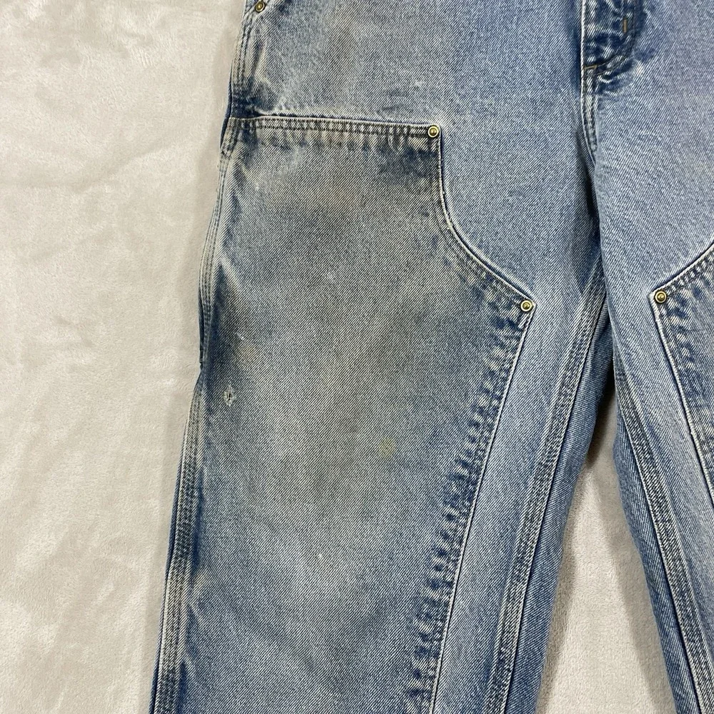 Vtg Carhartt Double Knee Pants Mens 34x32 Thrashed Distressed B73 DST Blue Jeans